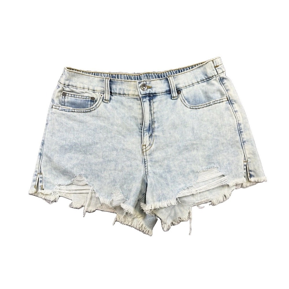 Aerie Light Wash Distressed Cutoff Shorts Sz M Raw Frayed Hem Summer Festival